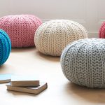 Beautiful knitted ottomans of different colors