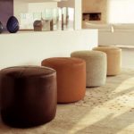 Round ottomans from different materials