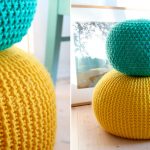 Round knitted ottoman bright colors