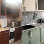 Kitchen before and after reworking with their own hands