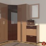 Modular wardrobe with glossy doors