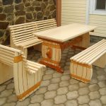 Unusual table and benches handmade