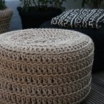 Simple crochet ottoman from bottles