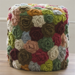 Padded stool with crocheted covers