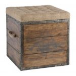 Wooden ottoman with soft seat