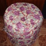 Ottoman with roses from plastic bottles