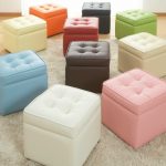 Multi-colored suede padded stools
