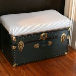 Homemade ottoman from an old suitcase