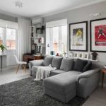 Gray sofa for the living room with bright accents