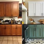 Old kitchen with veneered facades before and after painting