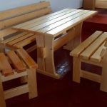 Table and benches made of pine with their own hands