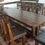 Handcrafted wooden chairs at table