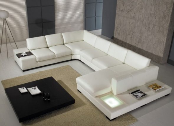 Gorgeous white sofa with a table