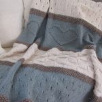 Knitted bedspread with hearts