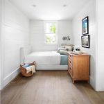 White corner bed para sa bedroom sa estilo ng Scandinavian
