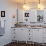 Big cabinet with wall lockers for two people in the bathroom