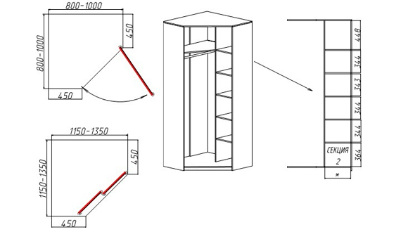 Corner cabinet diagram