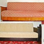 Sofa przed i po wymianie tapicerki