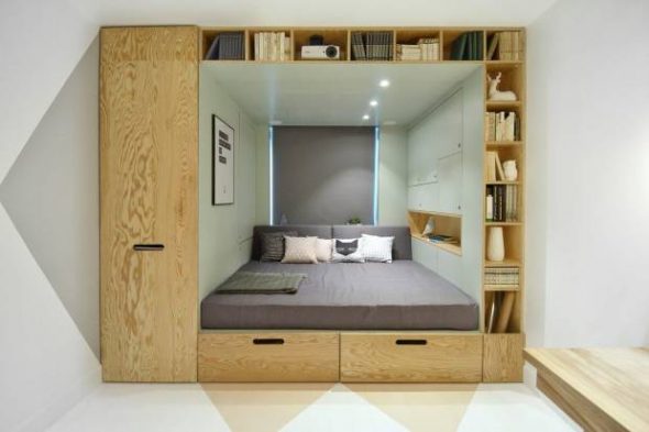 Built-in bed for the bedroom