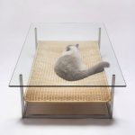 An interesting version of a coffee table with a cat bed