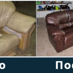 Skórzana sofa przed i po samodzielnej regeneracji