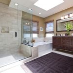 Beautiful bathroom with wooden furniture