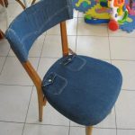 Soft cover for a wooden chair of old jeans