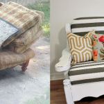 Original sofa before and after reconstruction