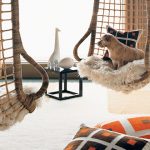 Pair of wicker hanging chairs