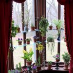 Flower shelves for the corner window