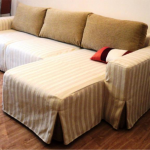 Striped corner sofa cover