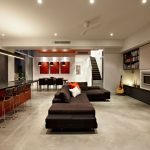 Reception combining living room, dining room and kitchen in minimalism style