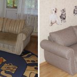 Repair upholstery corner sofa before and after