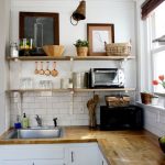 With the help of open shelves you can make a small kitchen functional and spacious.