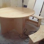 Homemade dining set table and benches