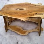 Homemade table of boards for gazebos