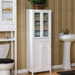 Cabinet with glass doors to the bathroom