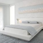 Bedroom in white color in the style of Minimalism