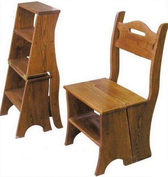 Drewniane krzesło - drabinka
