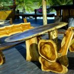 Outdoor furniture from wood cuts