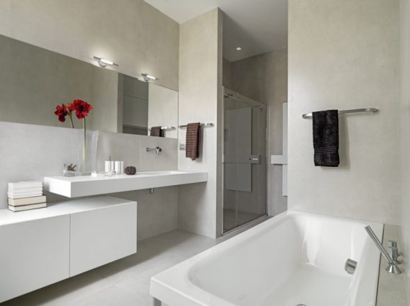 Bathroom with white furniture