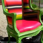 Bright striped chair after restoration