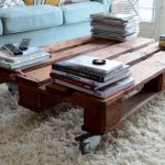 Coffee table on wheels out of pallets