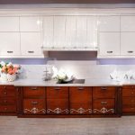 White and brown kitchen set in modern style