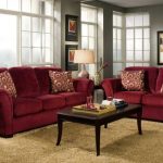 Burgundy triple and double sofa in the living room