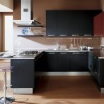 Black and brick colors for the kitchen