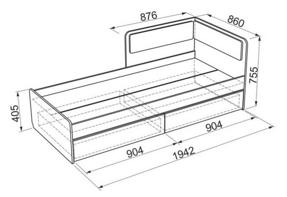 Drawing of a single bed