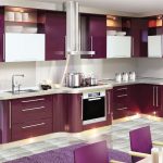 Glossy purple kitchen with white decor