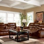 Brown leather sofa and transforming chairs