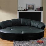 Round leather convertible sofa
